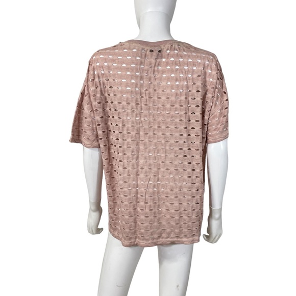 ASOS Pink Short Sleeve Polka Dot Holes Top Shirt - Picture 3 of 5